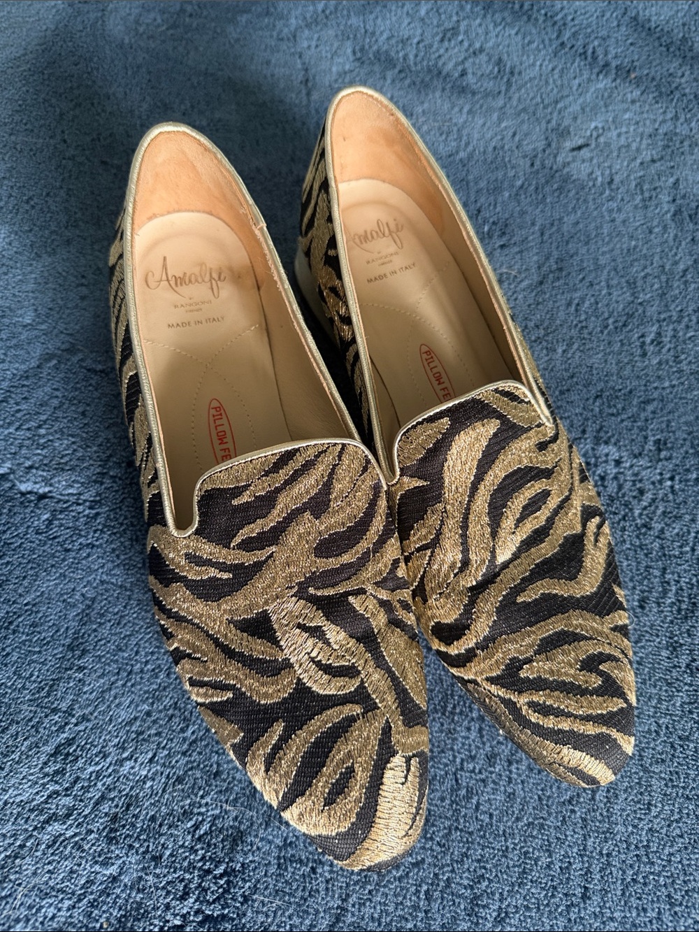 Amalfi Gold and Black Tiger Jacquard Loafers